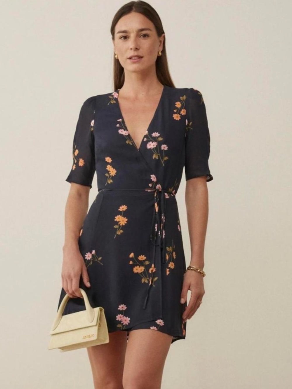 Reformation Women's Lucky Dress - Navy Floral Print - Size XS